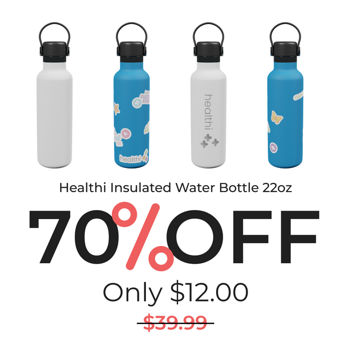 Healthi Water Bottle, Insulated 22oz w/ Stickers