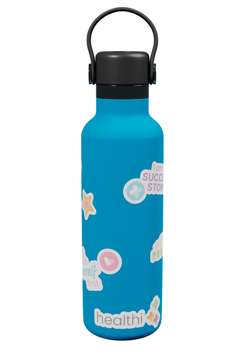 Healthi Water Bottle, Insulated 22oz w/ Stickers