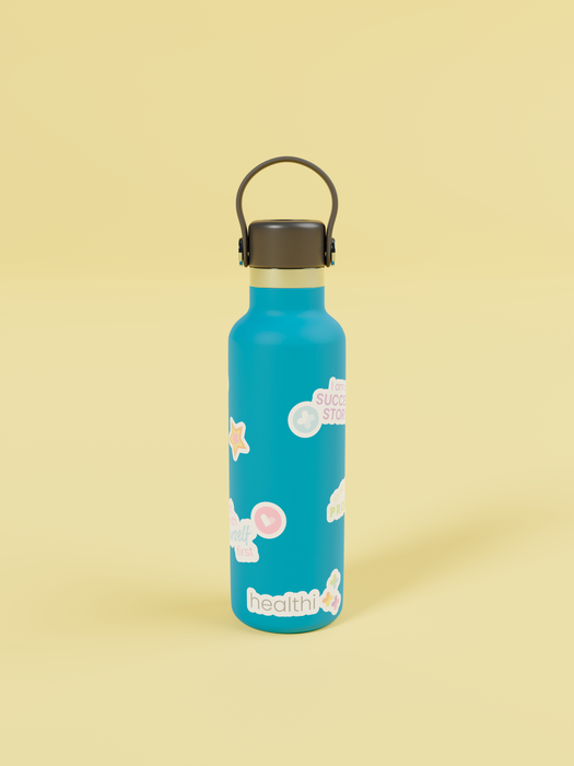 Healthi Water Bottle, Insulated 22oz w/ Stickers